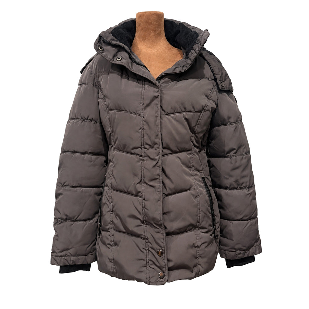 Calvin Klein Hooded Puffer Winter Coat | Women’s Small | Charcoal Gray