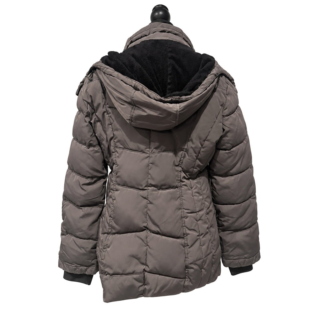 Calvin Klein Hooded Puffer Winter Coat | Women’s Small | Charcoal Gray