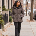 Calvin Klein Hooded Puffer Winter Coat | Women’s Small | Charcoal Gray