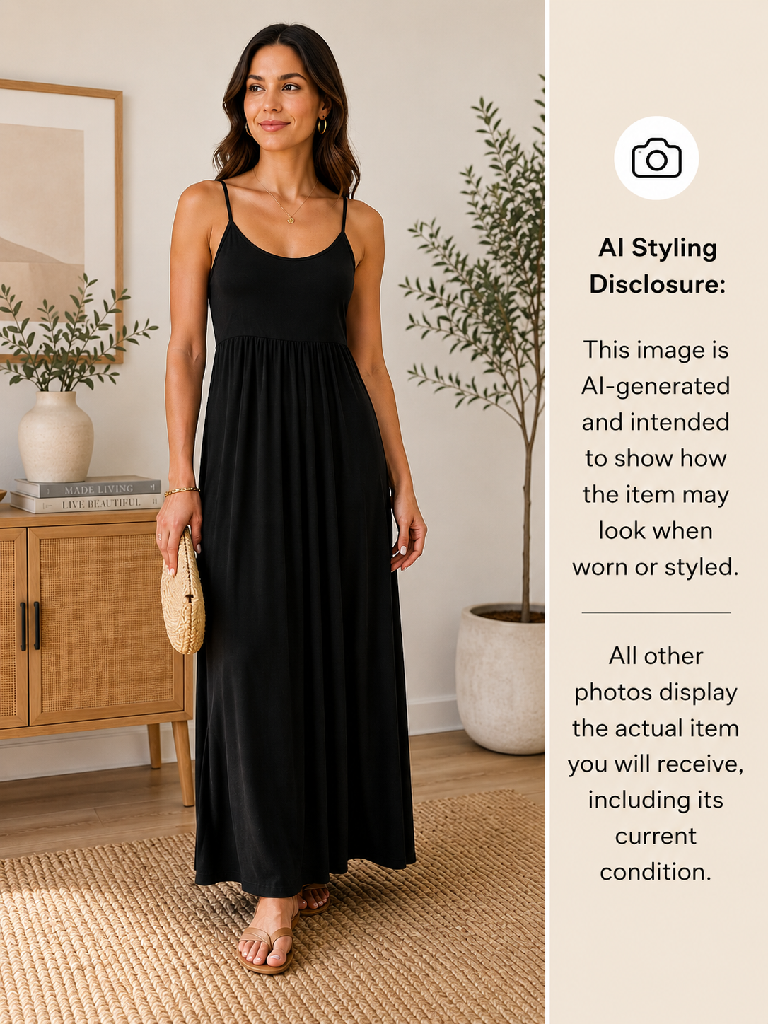 Calvin Klein Black Empire Waist Stretch Knit Maxi Dress – Women's Size 6