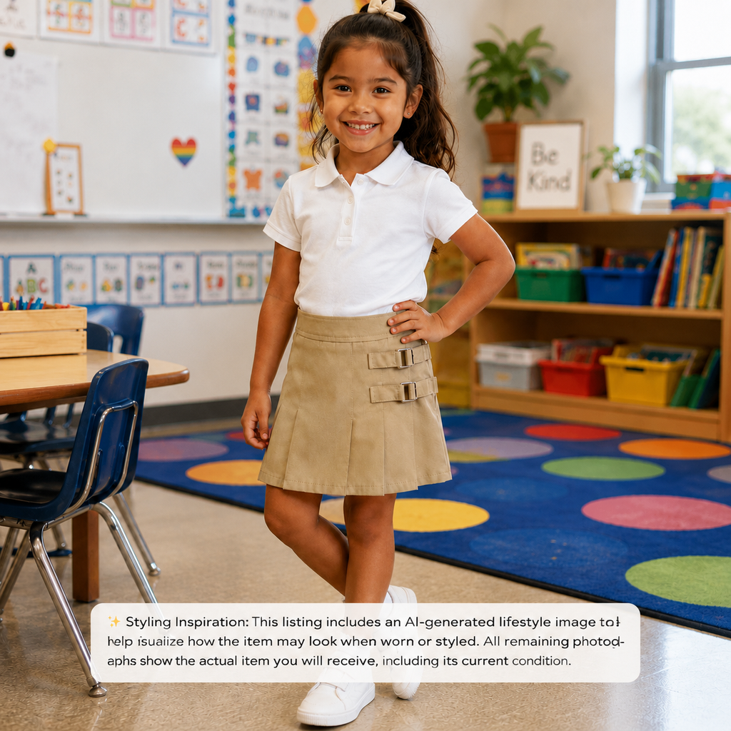 French Toast Girls' Khaki School Uniform Skort with Built-In Shorts – Size 5