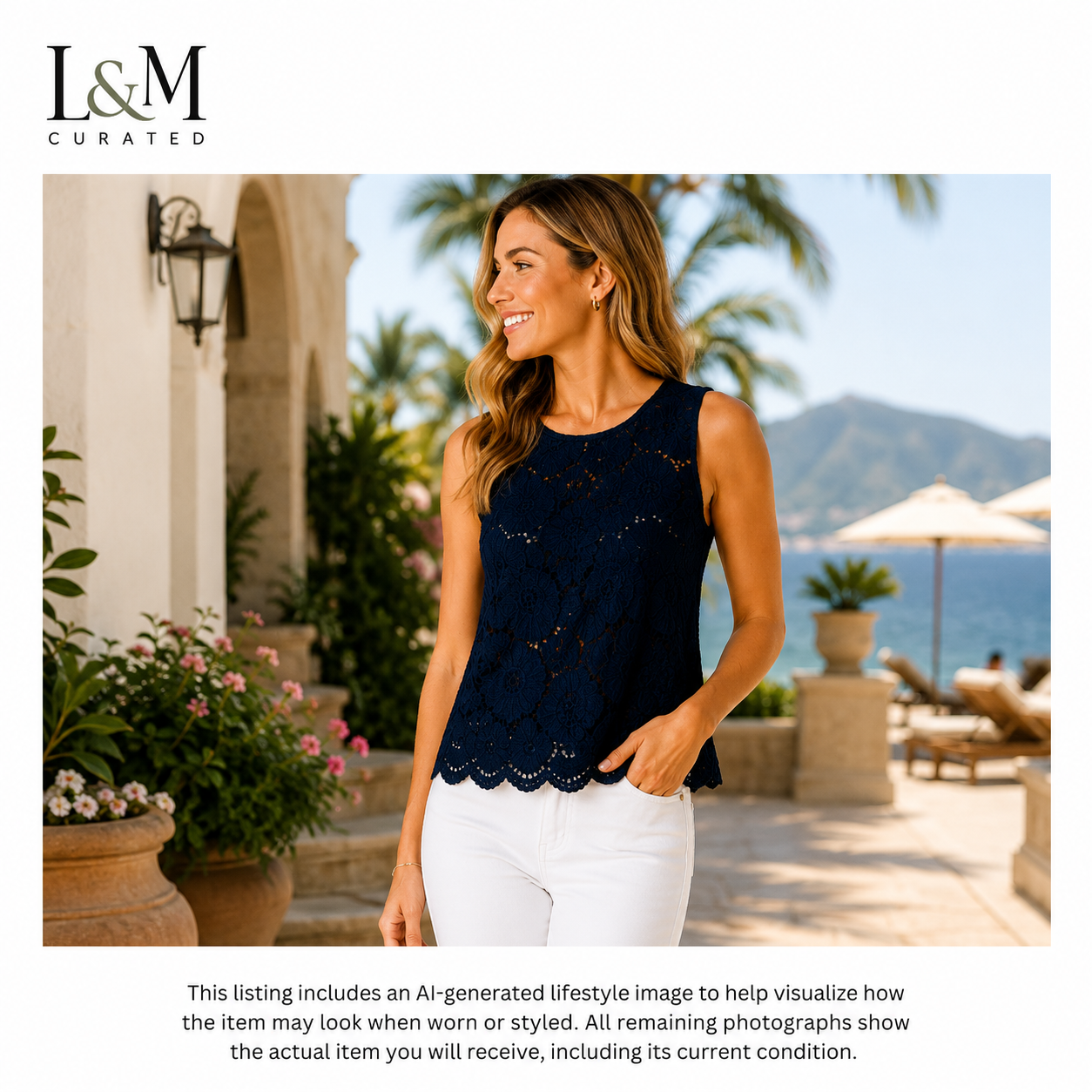 Lilly Pulitzer Navy Lace Sleeveless Top