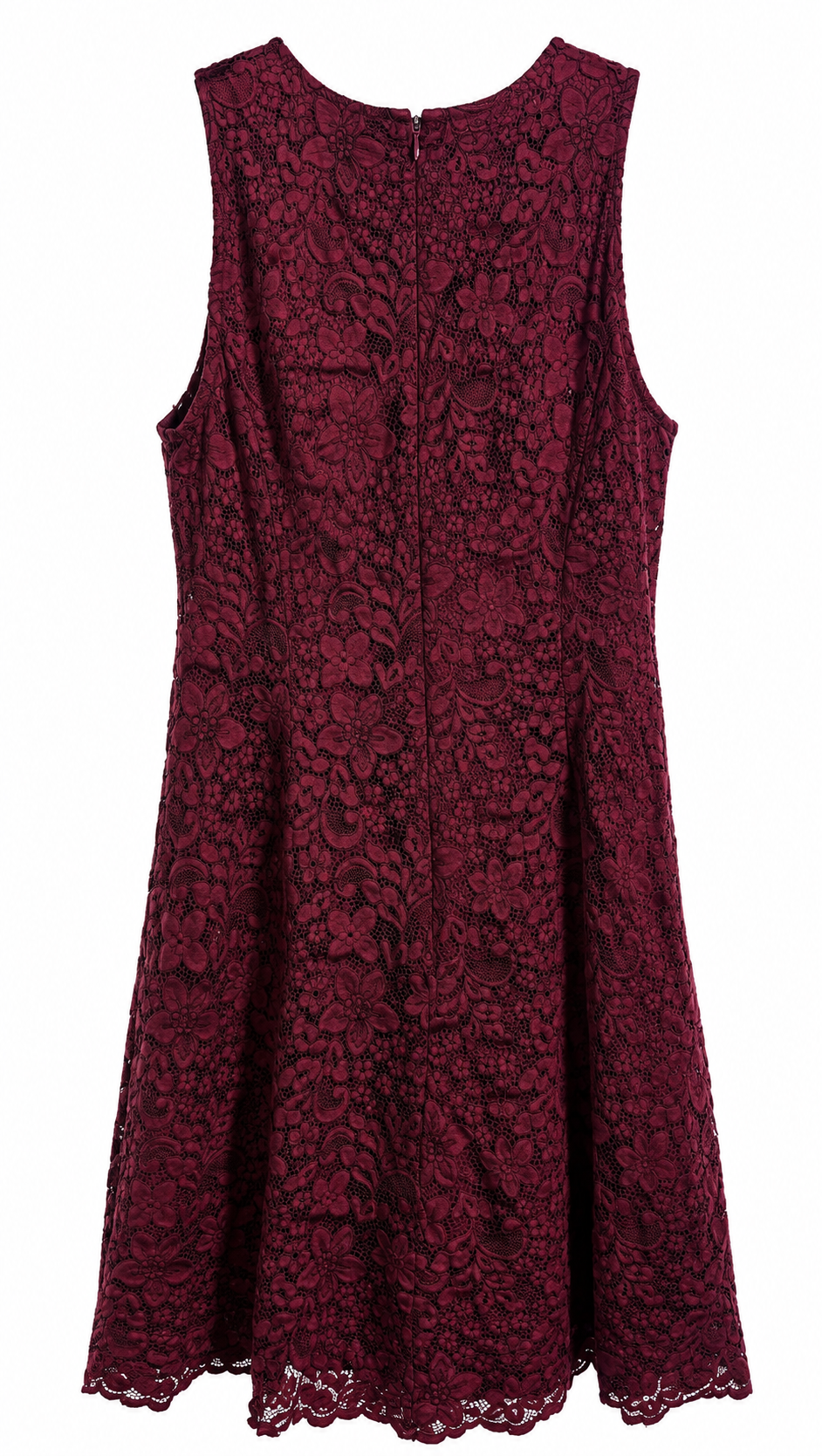 Ann Taylor Burgundy Floral Lace Fit & Flare Dress — Size 8