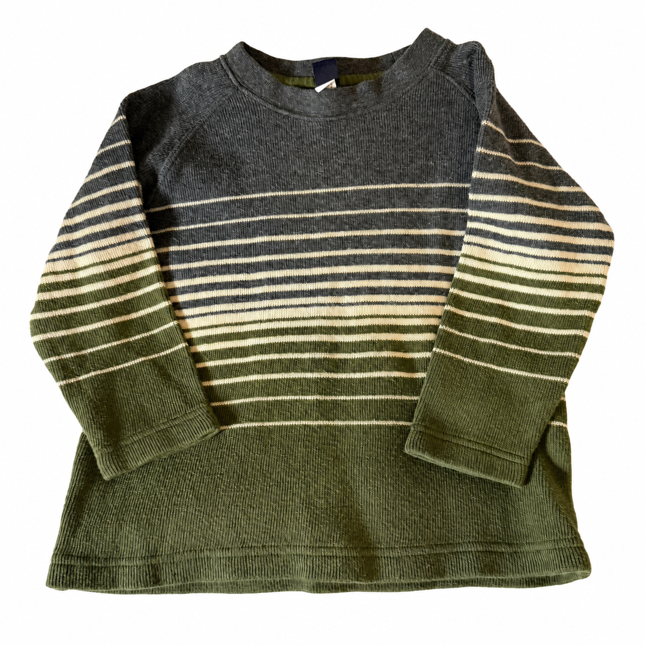 Baby Gap Toddler Striped Knit Sweater - Gray & Olive Green (Size 3 Years)