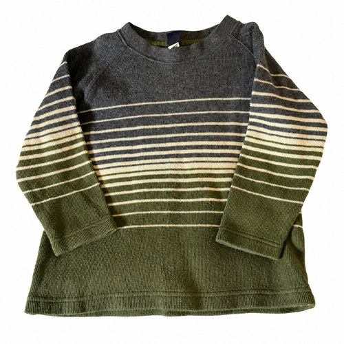 Baby Gap Toddler Striped Knit Sweater - Gray & Olive Green (Size 3 Years)