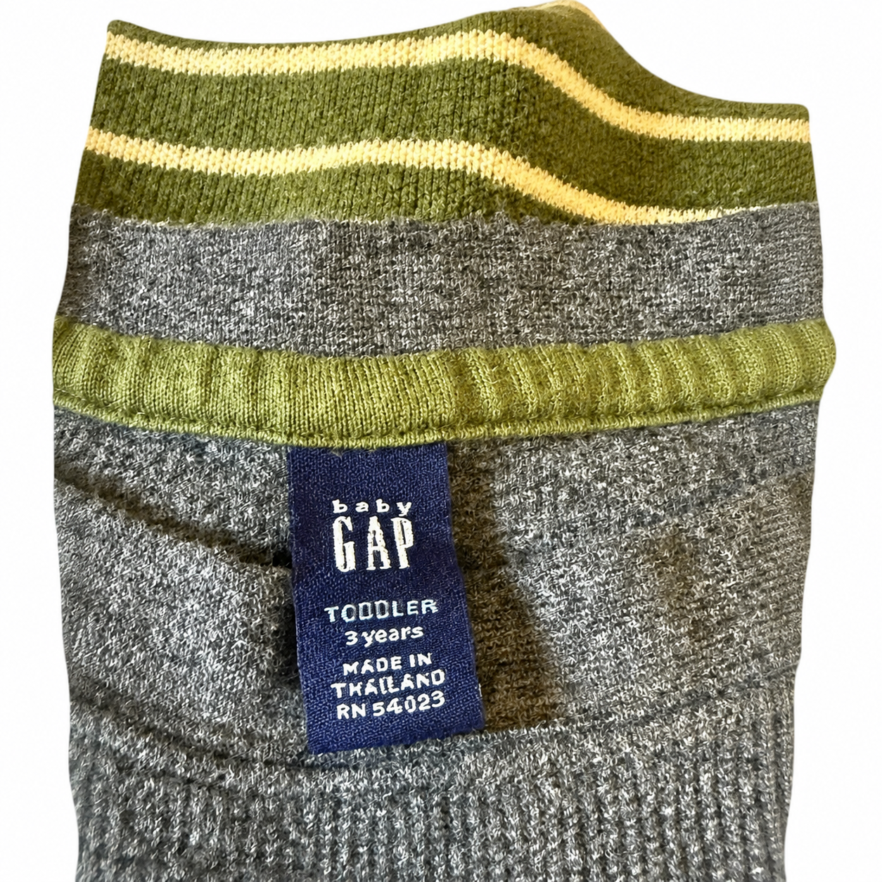 Baby Gap Toddler Striped Knit Sweater - Gray & Olive Green (Size 3 Years)