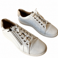 Clarks Women’s White Leather Side-Zip Sneakers – Size 10