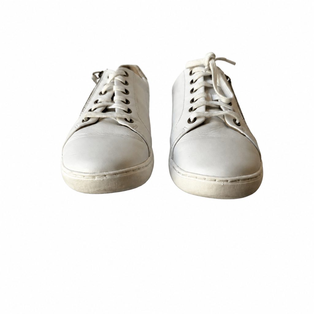 Clarks Women’s White Leather Side-Zip Sneakers – Size 10