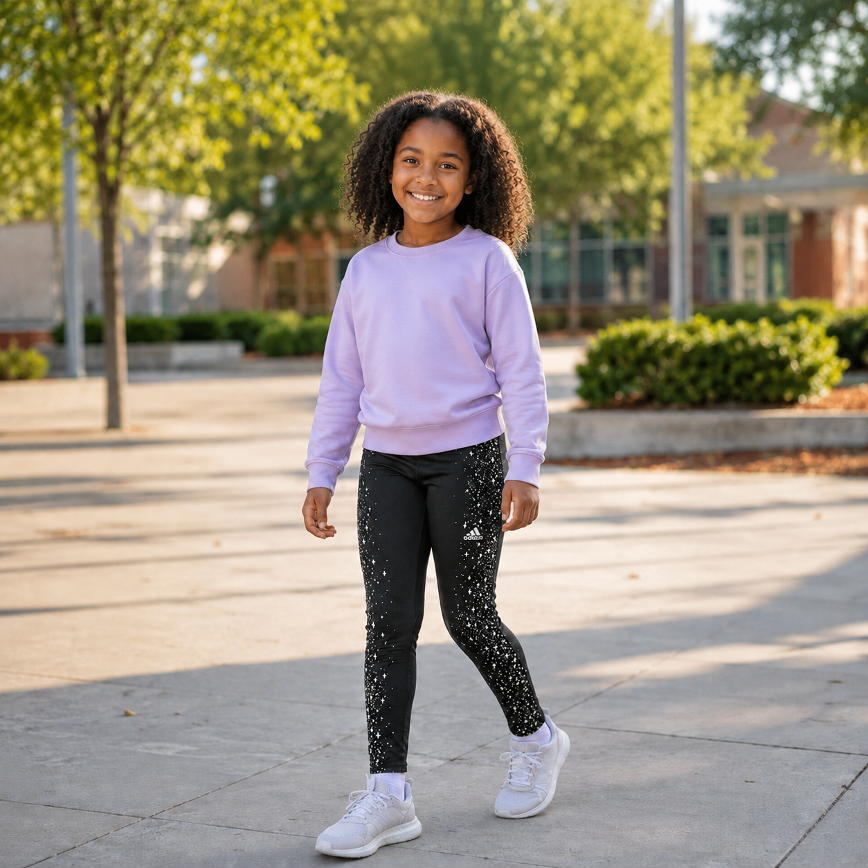 adidas Girls' AEROREADY Star Print Leggings – Youth M 10/12