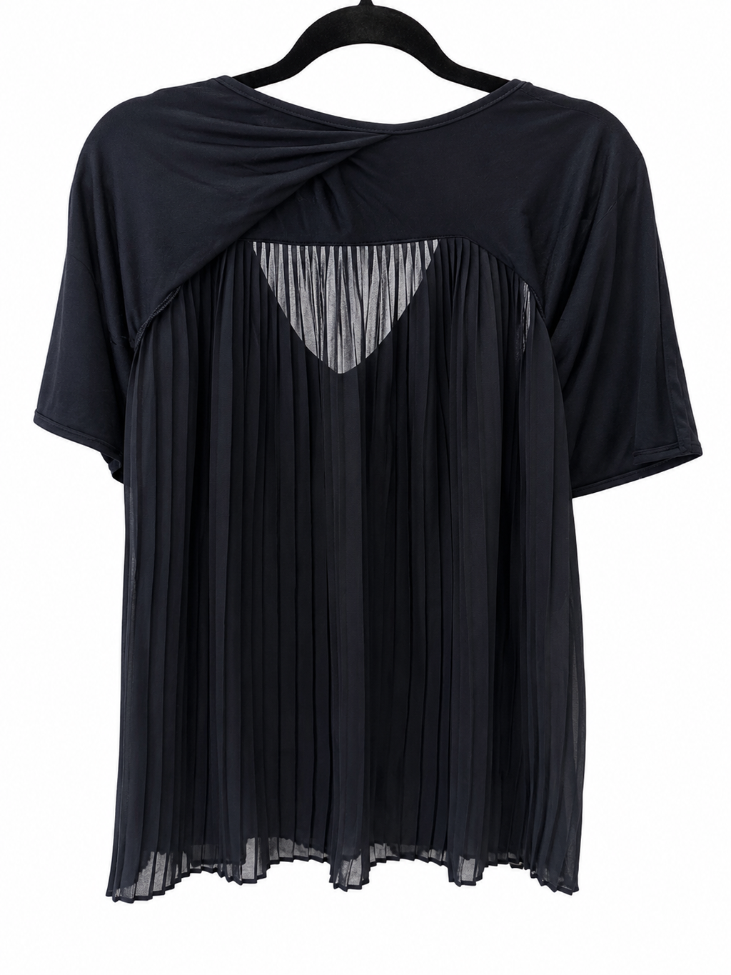 White House Black Market Navy Pleated Back Sleeveless Blouse – Women's XS