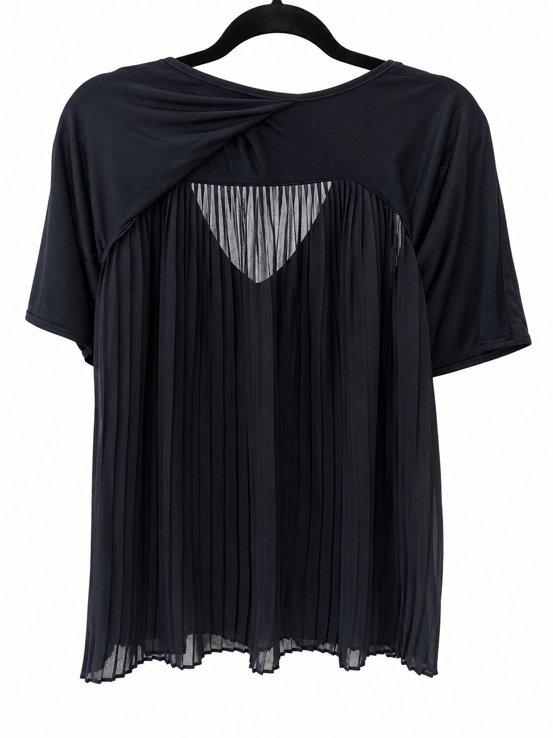 White House Black Market Navy Pleated Back Sleeveless Blouse – Women's XS