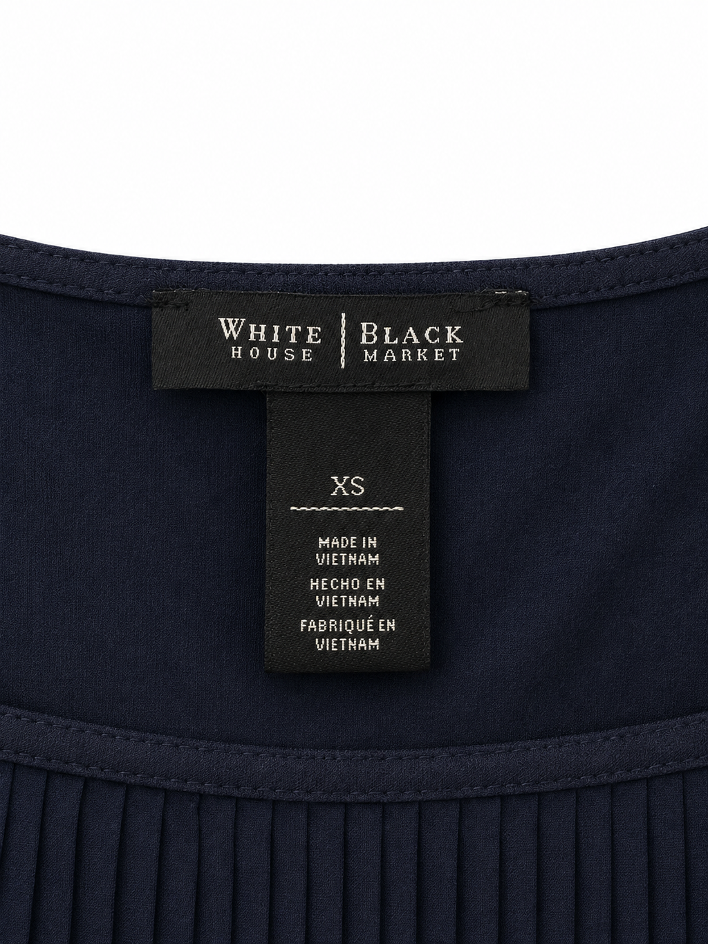 White House Black Market Navy Pleated Back Sleeveless Blouse – Women's XS