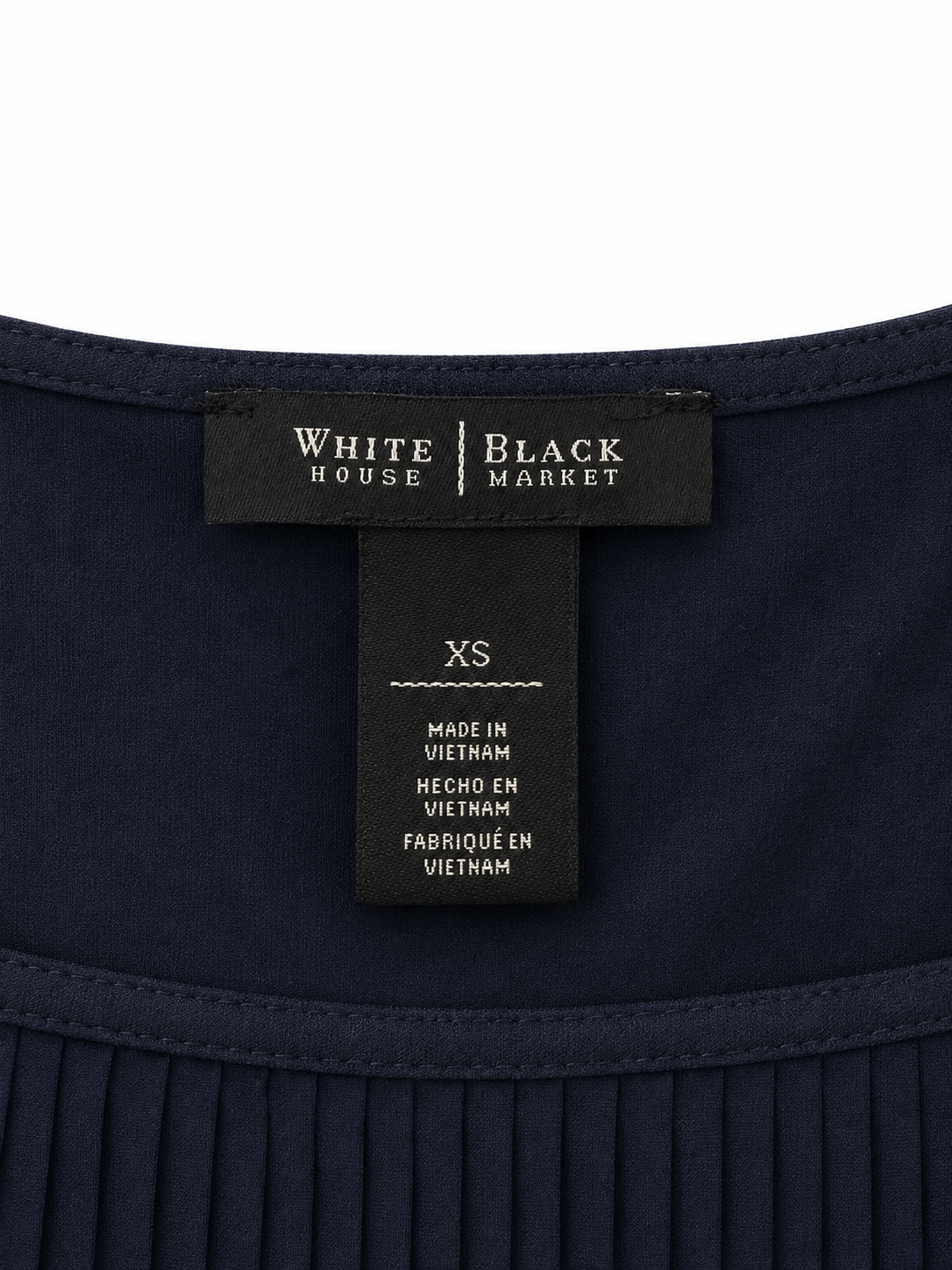 White House Black Market Navy Pleated Back Sleeveless Blouse – Women's XS