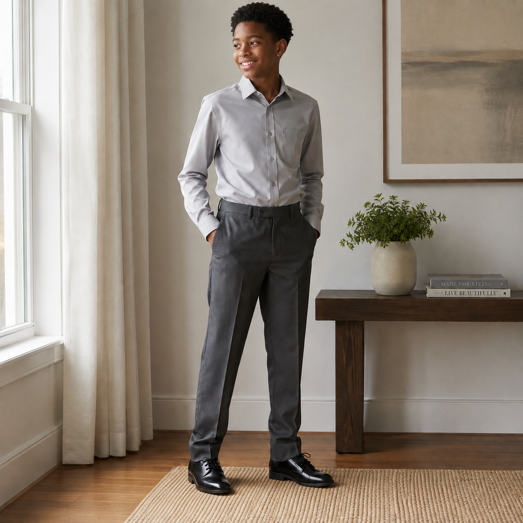 Calvin Klein Boys’ Charcoal Gray Dress Pants