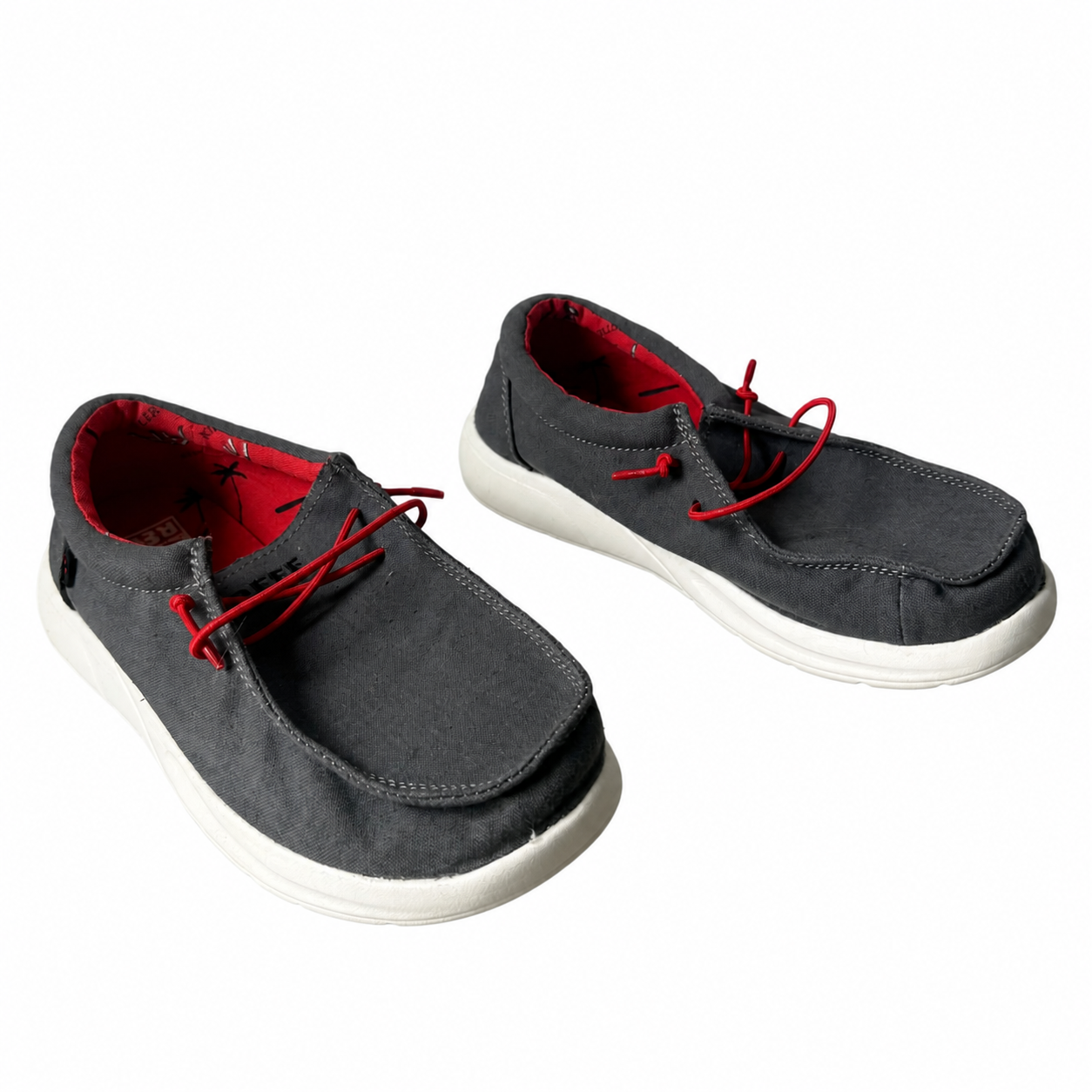 REEF Kids Cushion Coast Slip-On Shoes – Gray and Red | Youth Size 3