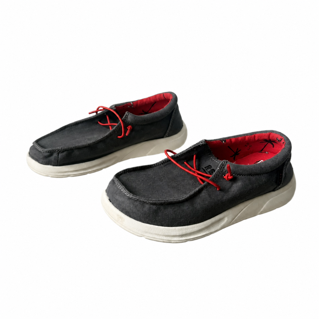 REEF Kids Cushion Coast Slip-On Shoes – Gray and Red | Youth Size 3