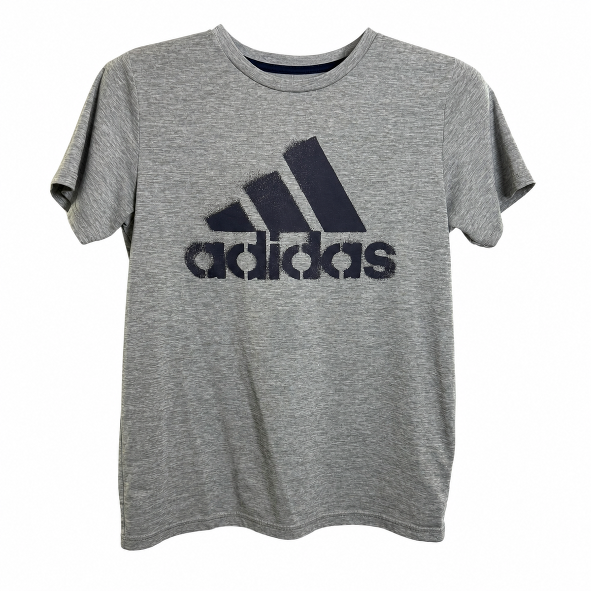 Adidas Boys Gray Heather Athletic Logo T-Shirt – Navy | Size Large 14/16