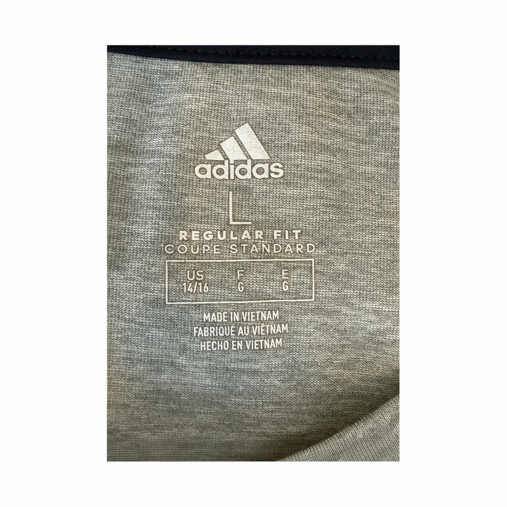 Adidas Boys Gray Heather Athletic Logo T-Shirt – Navy | Size Large 14/16
