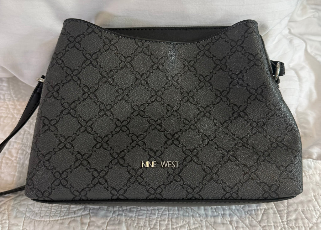 Nine West Gray Monogram Crossbody Bag