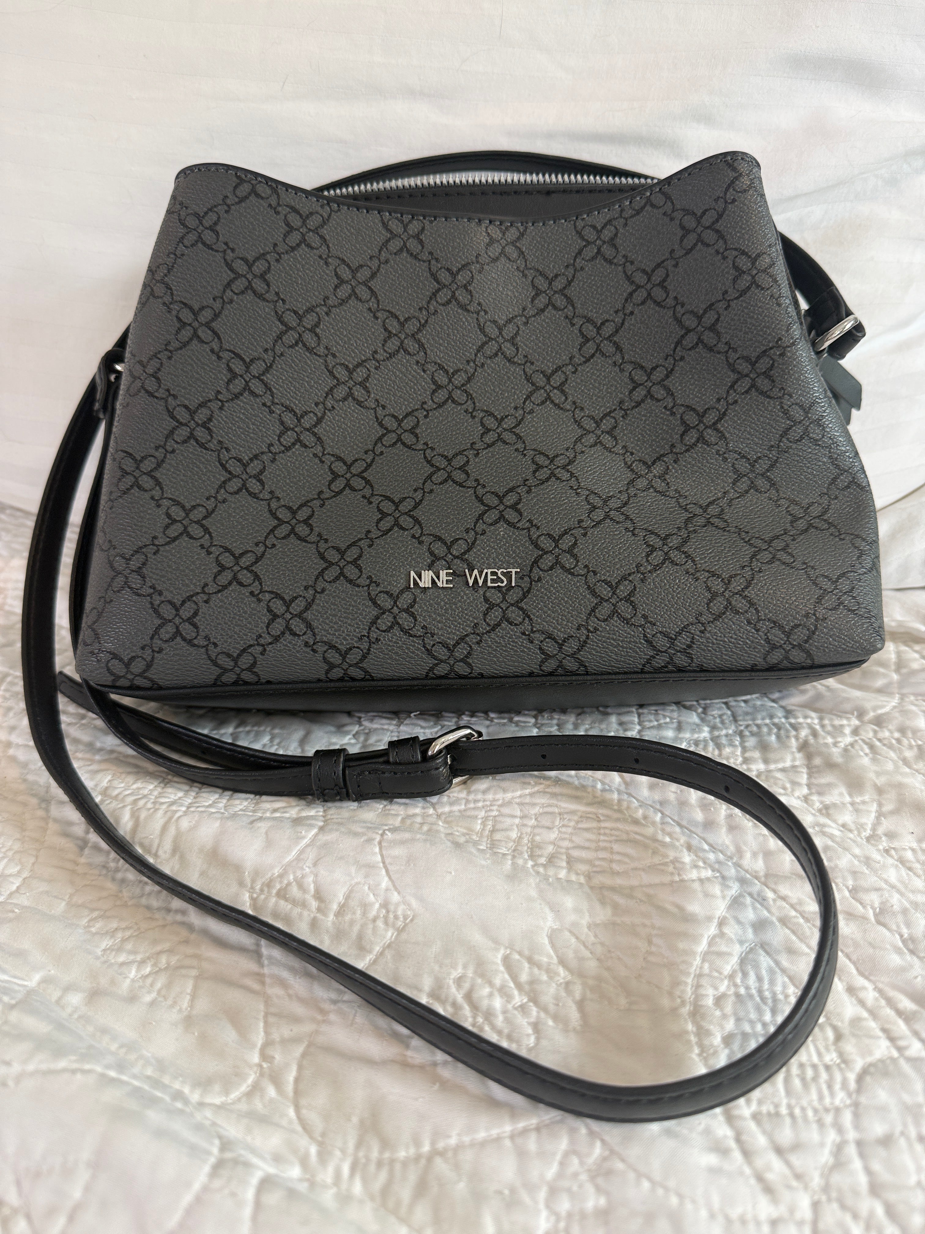 Nine West Gray Monogram Crossbody Bag