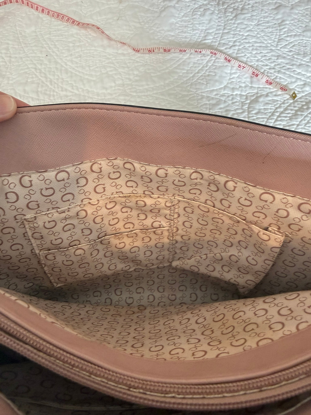GUESS Los Angeles Blush Pink Signature Logo Tote Bag
