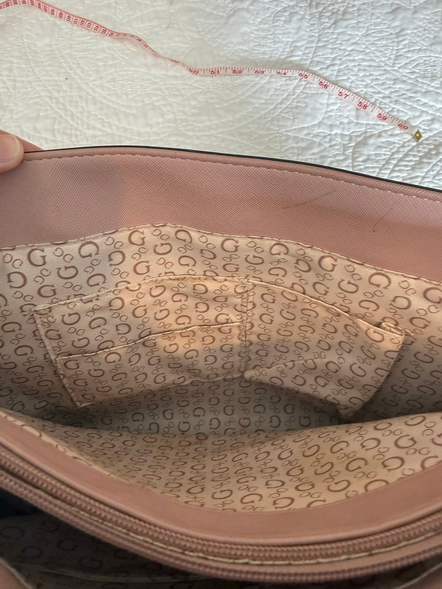 GUESS Los Angeles Blush Pink Signature Logo Tote Bag