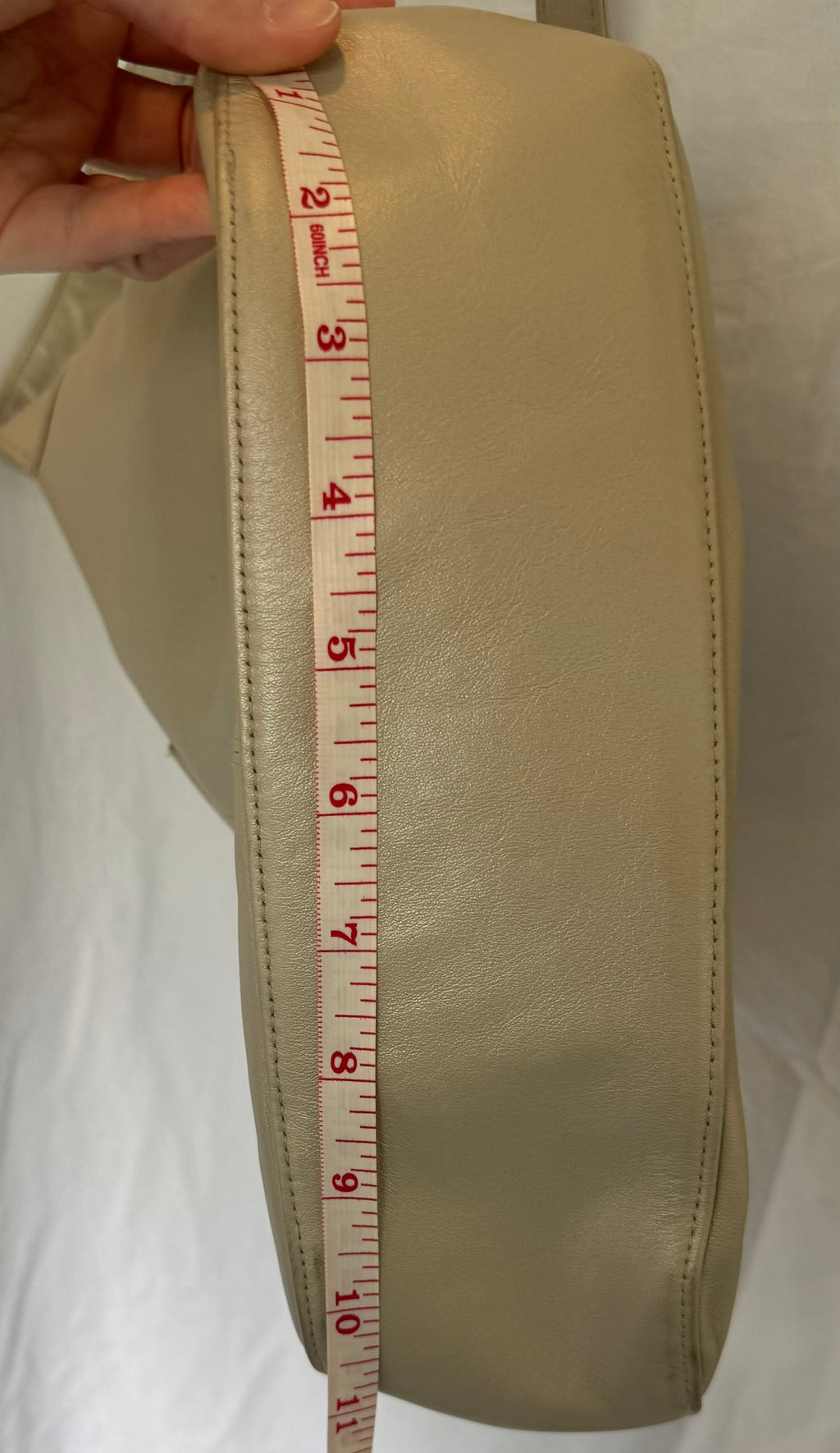 Etienne Aigner Genuine Leather Cream Shoulder Bag | Adjustable Strap | Ivory Hobo Purse