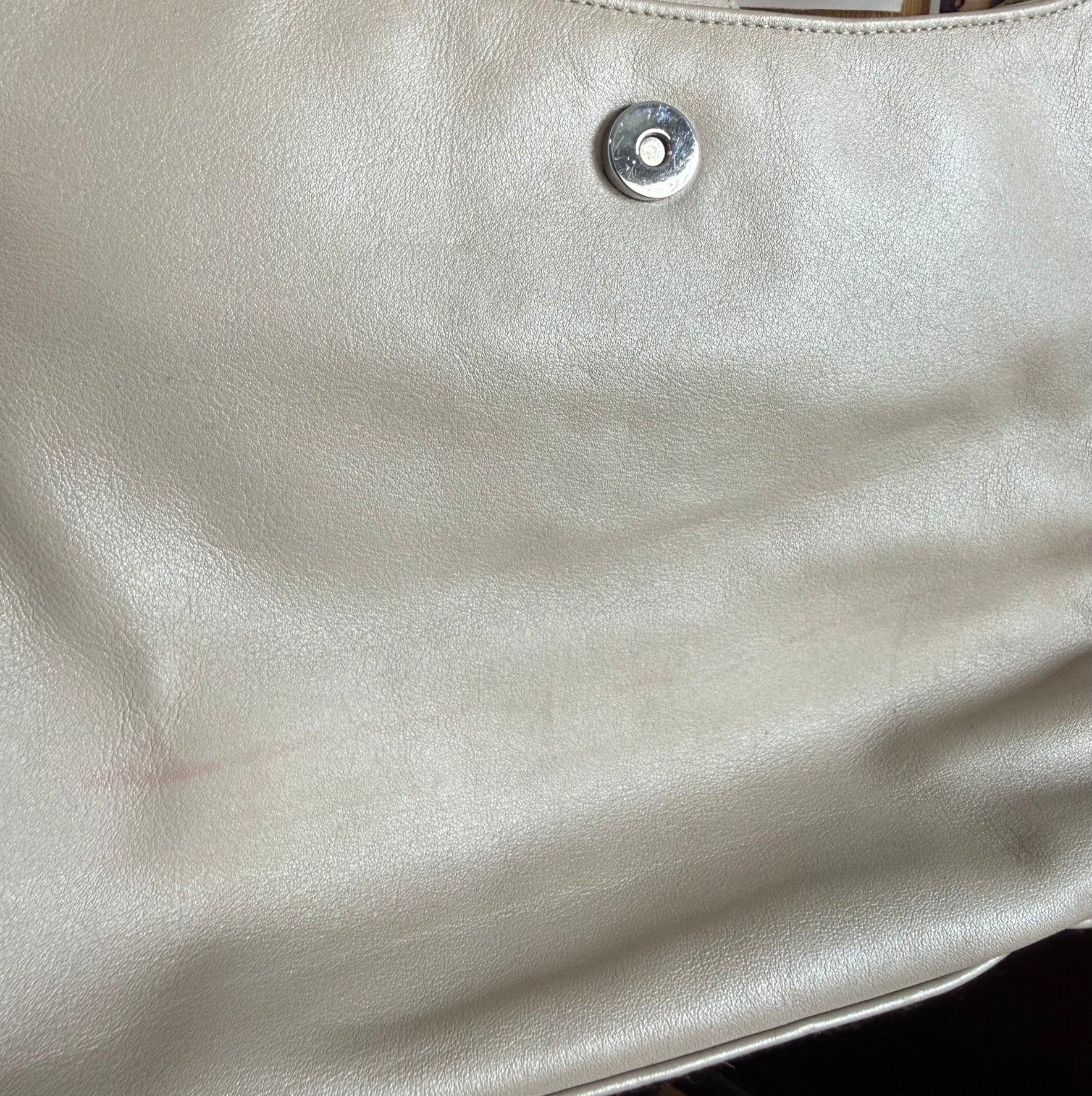 Etienne Aigner Genuine Leather Cream Shoulder Bag | Adjustable Strap | Ivory Hobo Purse