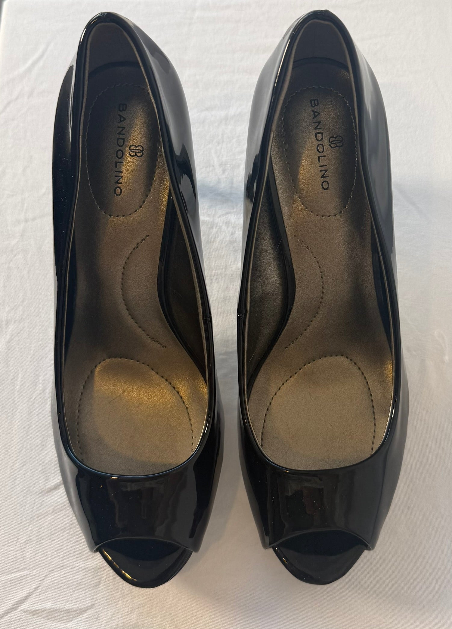 Bandolino Black Patent Leather Peep-Toe Pumps
