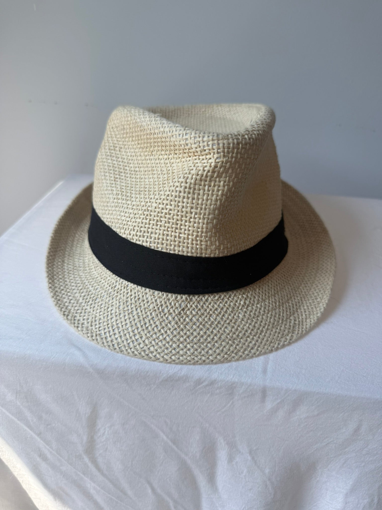 Kids Classic Straw Fedora Hat with Black Band | Lightweight Summer Sun Hat
