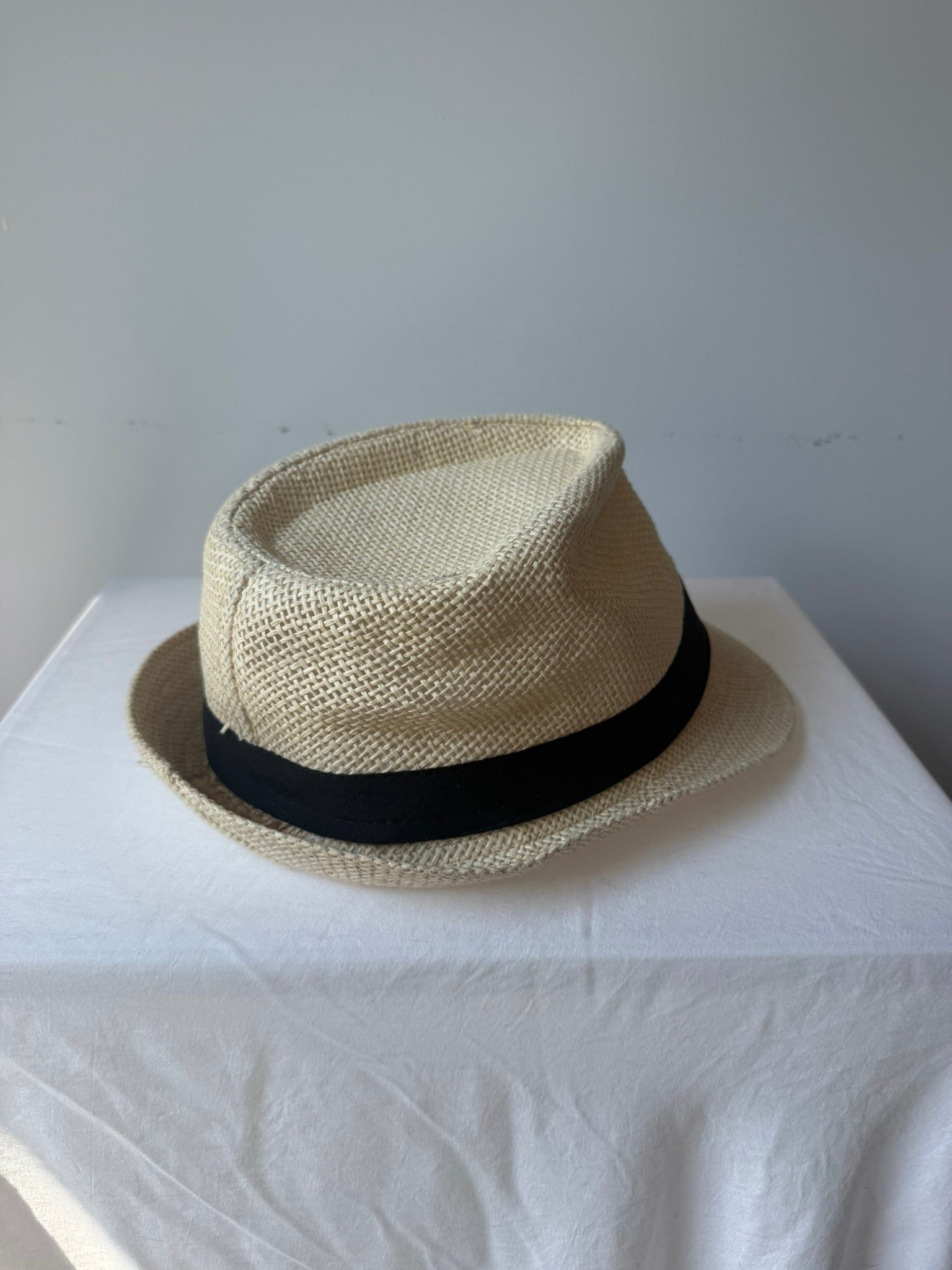 Kids Classic Straw Fedora Hat with Black Band | Lightweight Summer Sun Hat