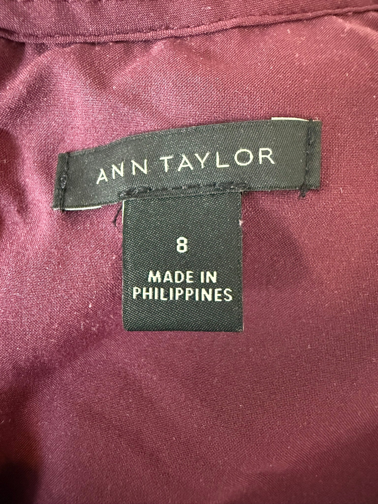 Ann Taylor Burgundy Floral Lace Fit & Flare Dress — Size 8