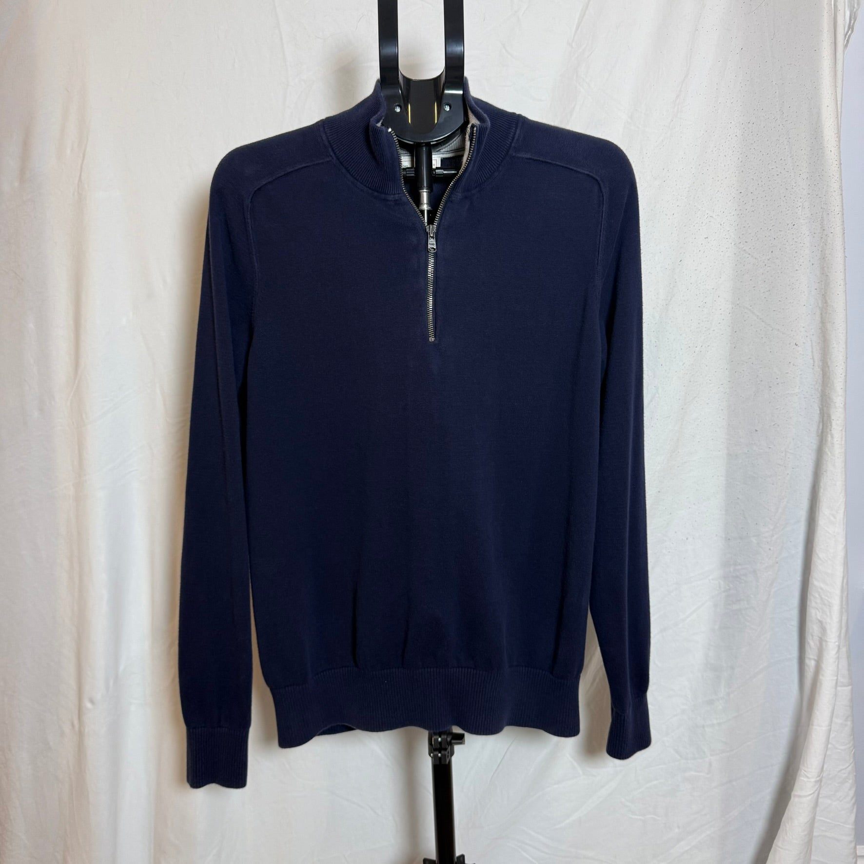 GAP Men's 100% Cotton Quarter-Zip Sweater – Navy Blue