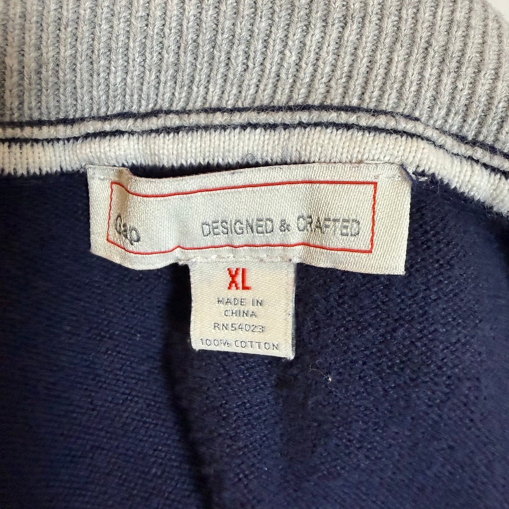 GAP Men's 100% Cotton Quarter-Zip Sweater – Navy Blue