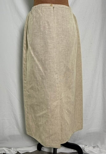 Harvé Benard 100% Linen Midi Skirt – Women's Petite 6P – Natural Oatmeal