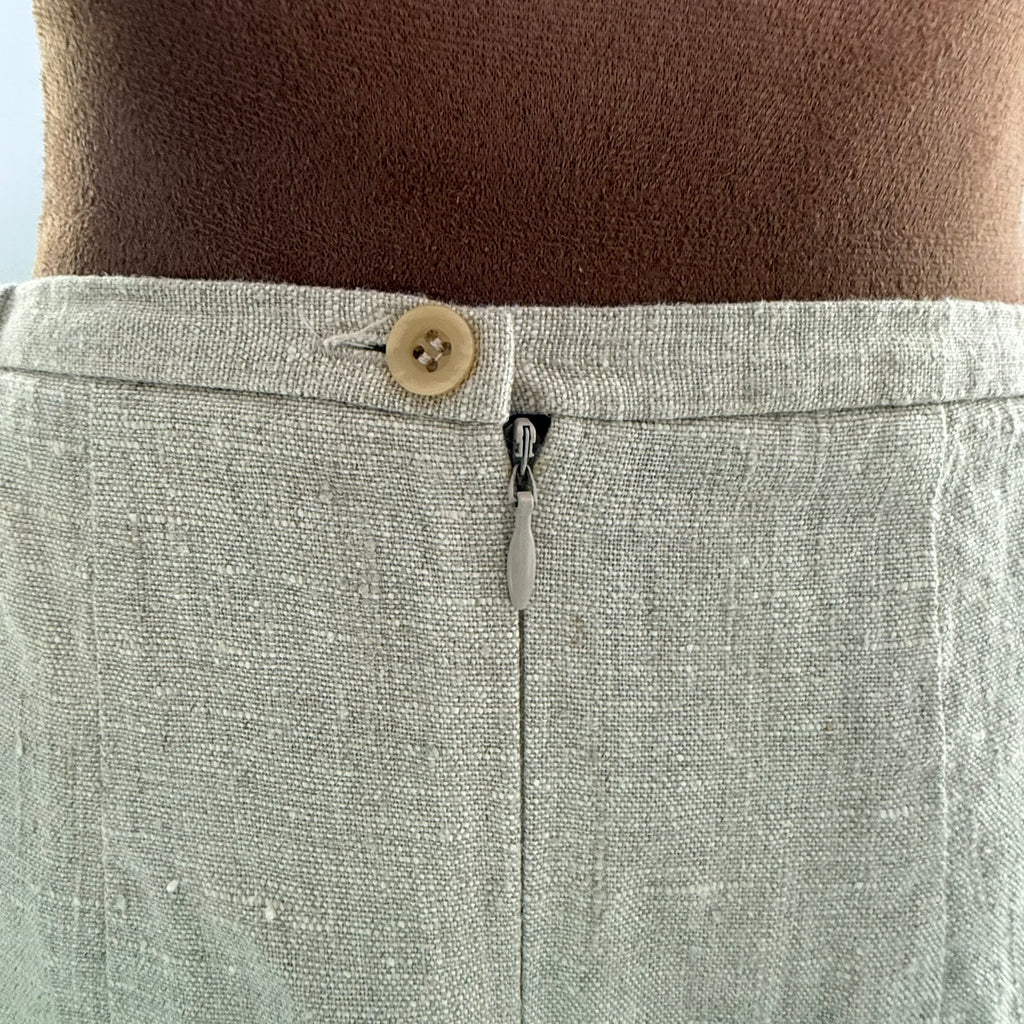 Harvé Benard 100% Linen Midi Skirt – Women's Petite 6P – Natural Oatmeal