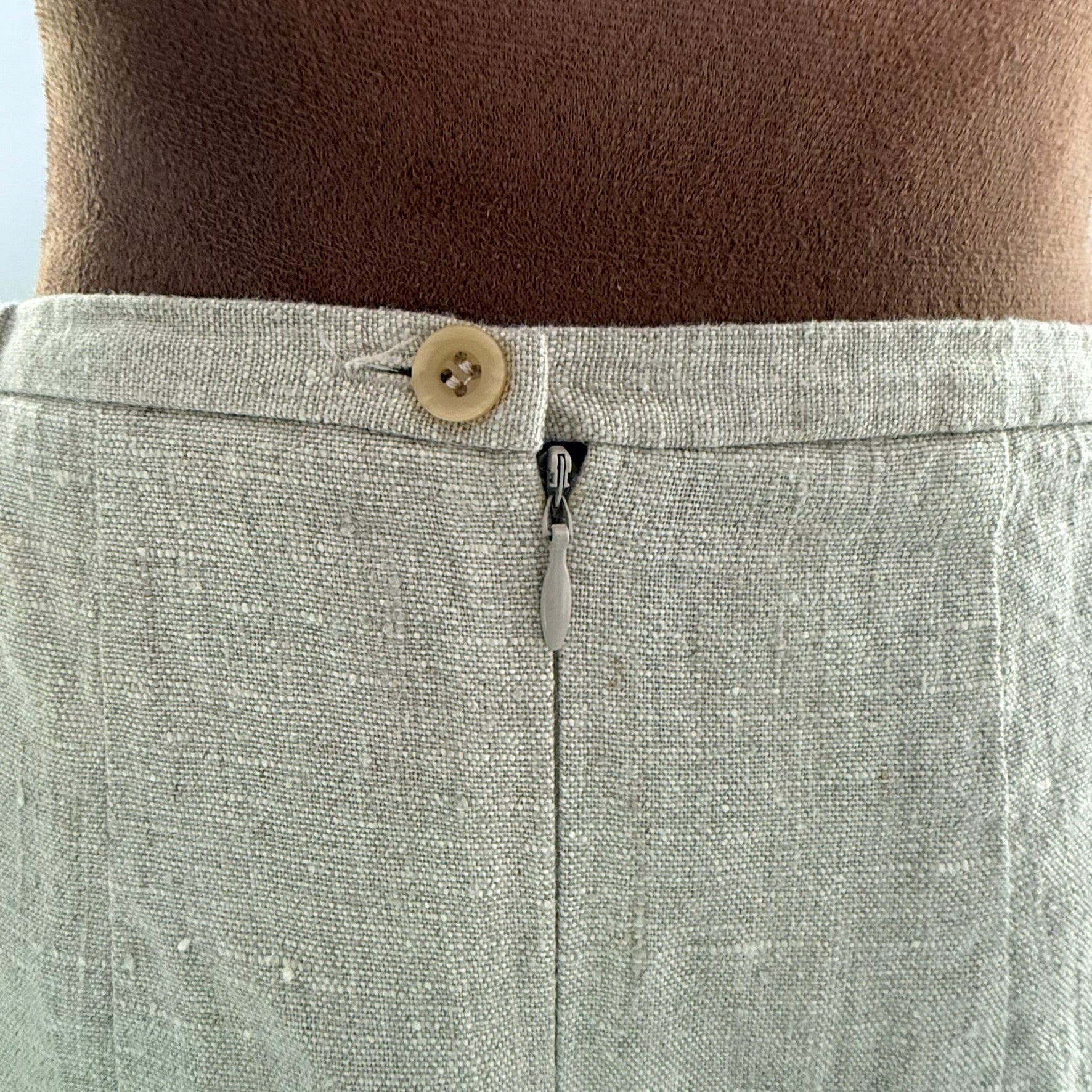 Harvé Benard 100% Linen Midi Skirt – Women's Petite 6P – Natural Oatmeal