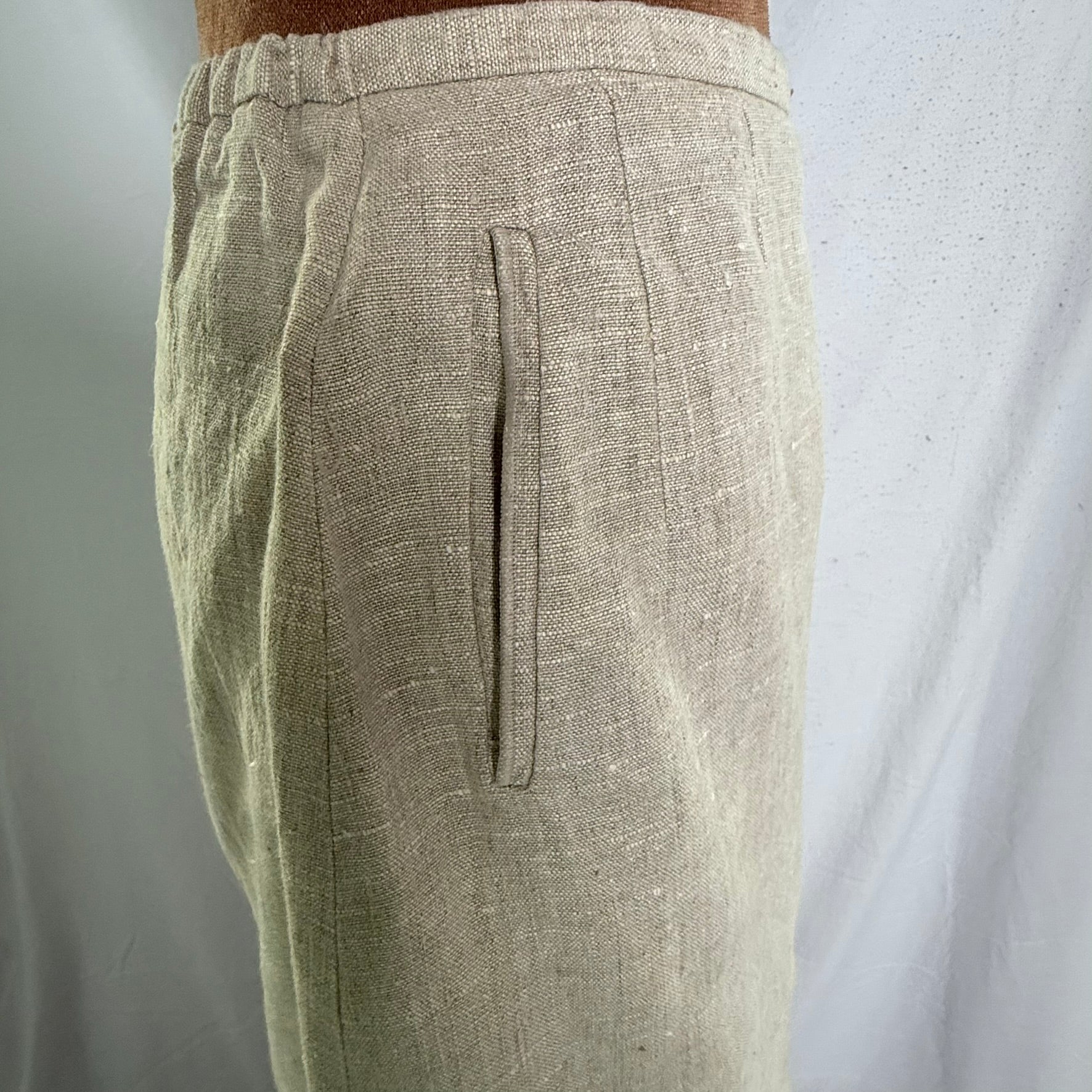 Harvé Benard 100% Linen Midi Skirt – Women's Petite 6P – Natural Oatmeal