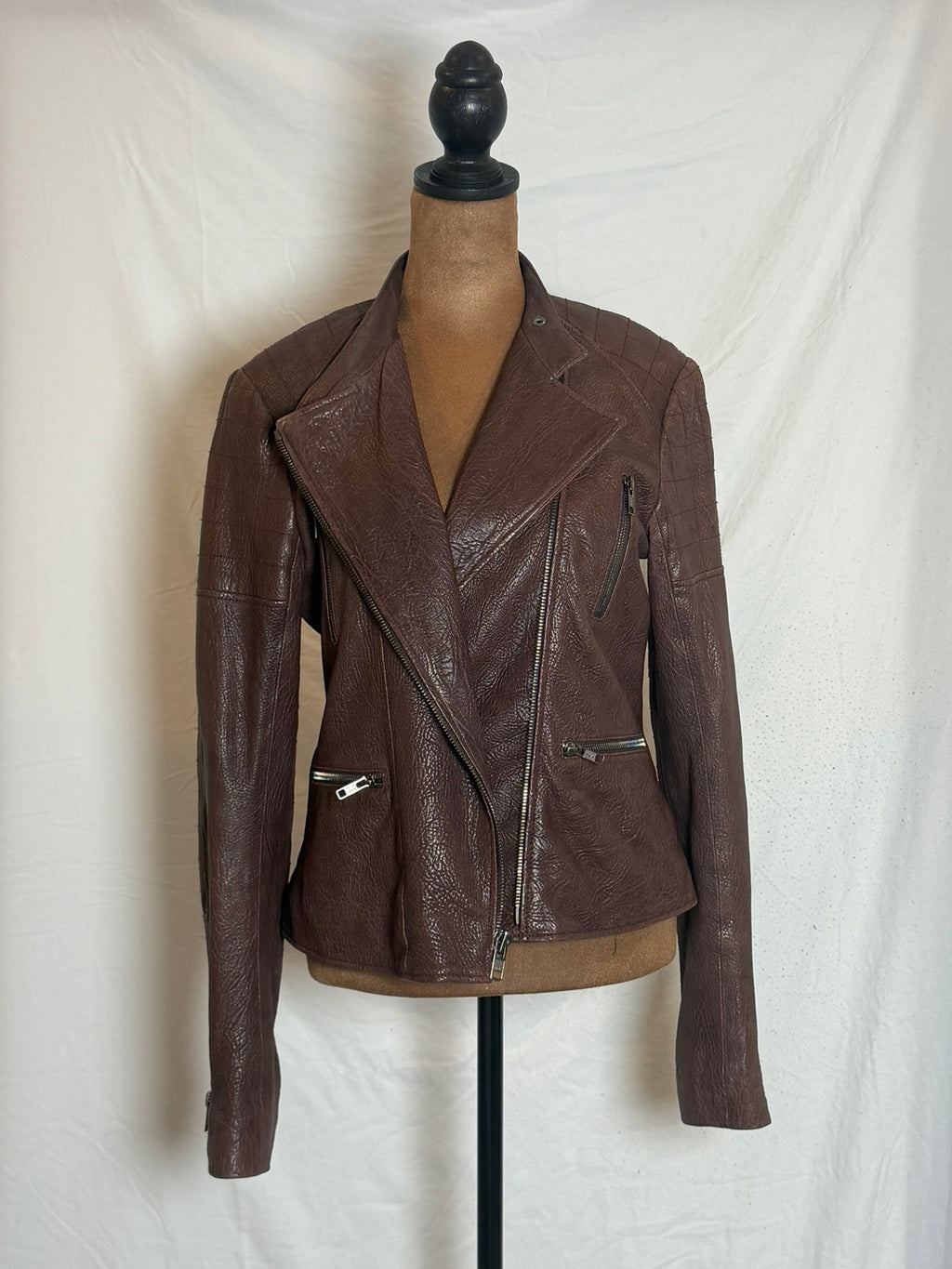 Theory Macha Juno Lamb Leather Moto Jacket – Women's Medium – Espresso Brown