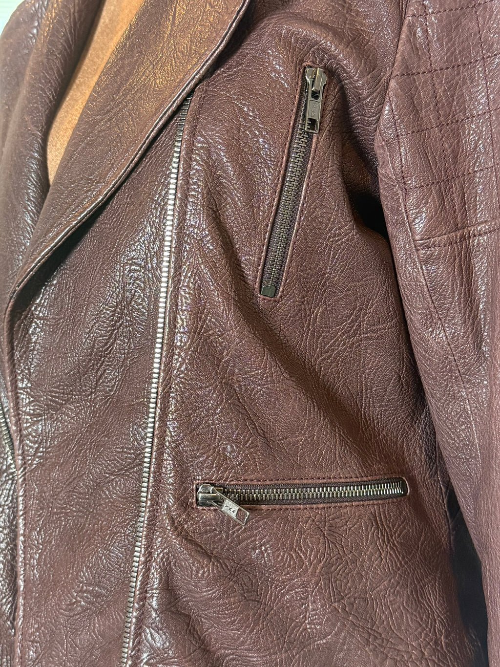 Theory Macha Juno Lamb Leather Moto Jacket – Women's Medium – Espresso Brown
