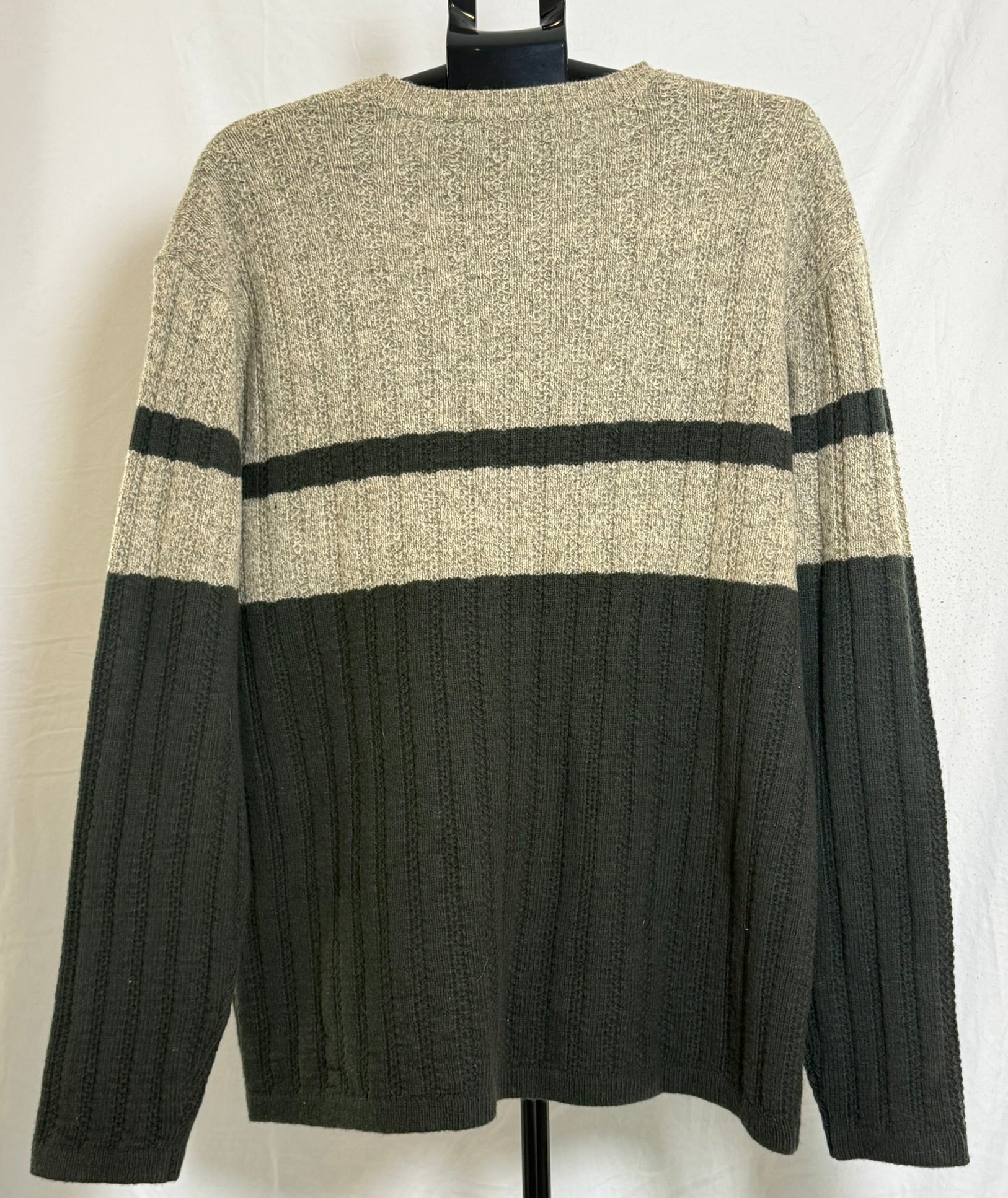 Vintage Structure 100% Lambswool Rib Knit Sweater – XL | 90s Color Block Crewneck