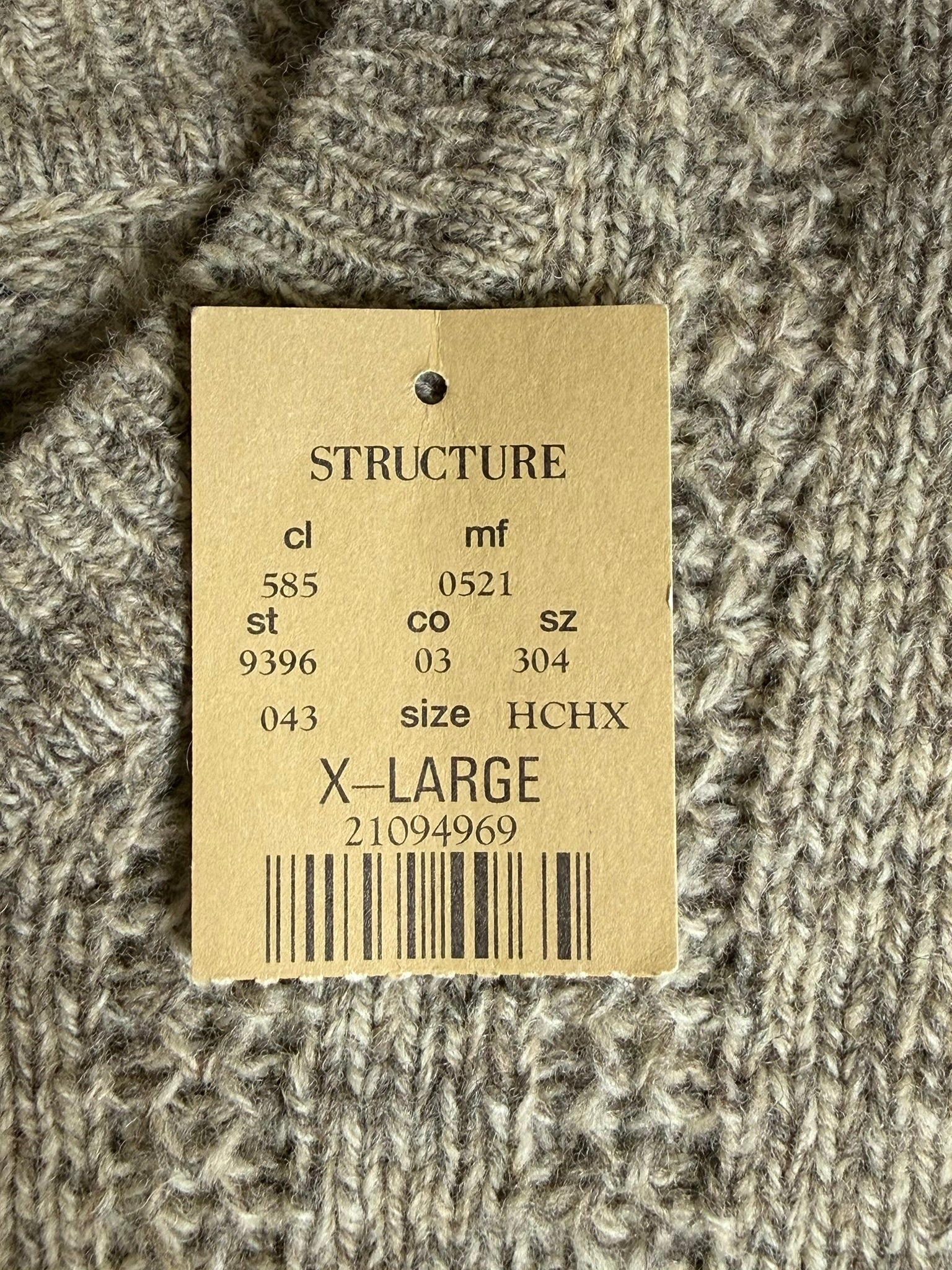 Vintage Structure 100% Lambswool Rib Knit Sweater – XL | 90s Color Block Crewneck