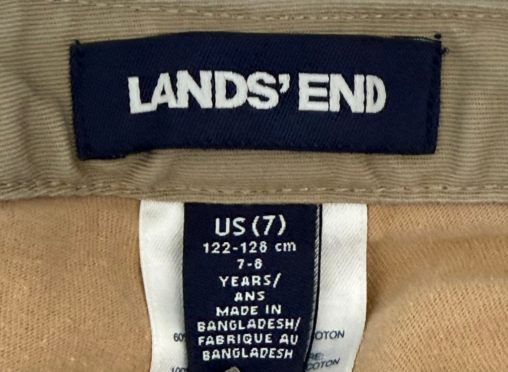 Lands' End Girls' Khaki School Uniform Skort with Built-In Shorts – Size 7