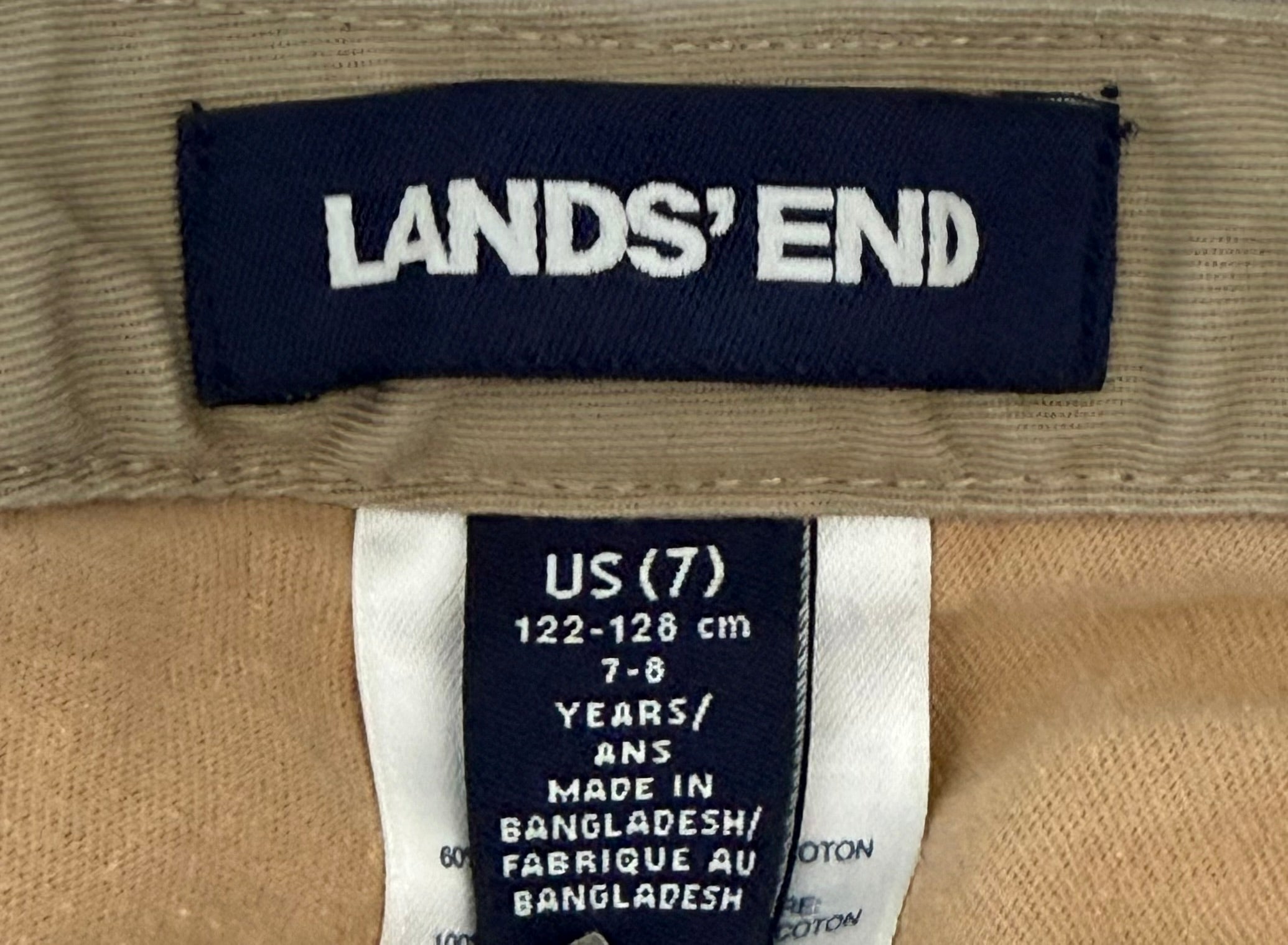Lands' End Girls' Khaki School Uniform Skort with Built-In Shorts – Size 7