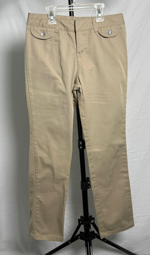 French Toast Girls' Khaki School Uniform Pants – Size 12 | Adjustable Waist