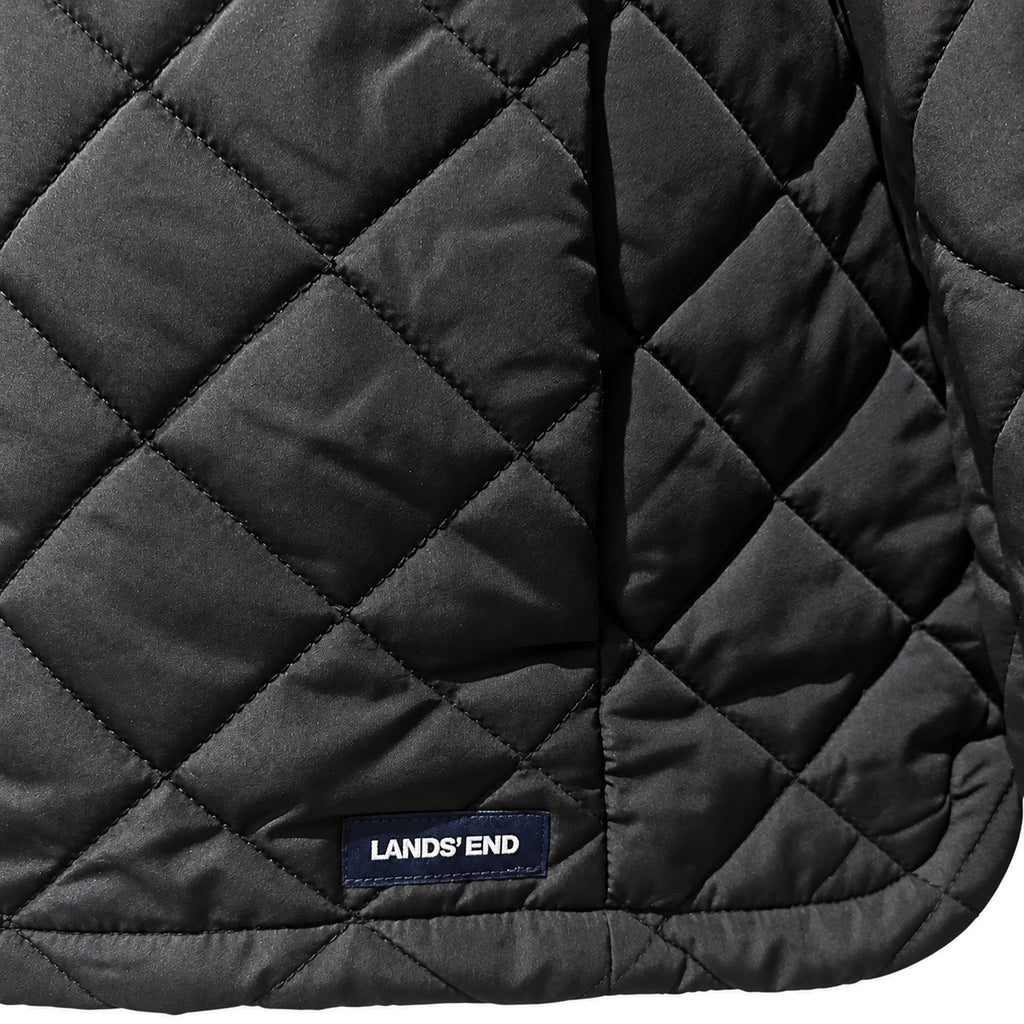 Lands’ End Black Hooded Quilted Coat — Women’s M