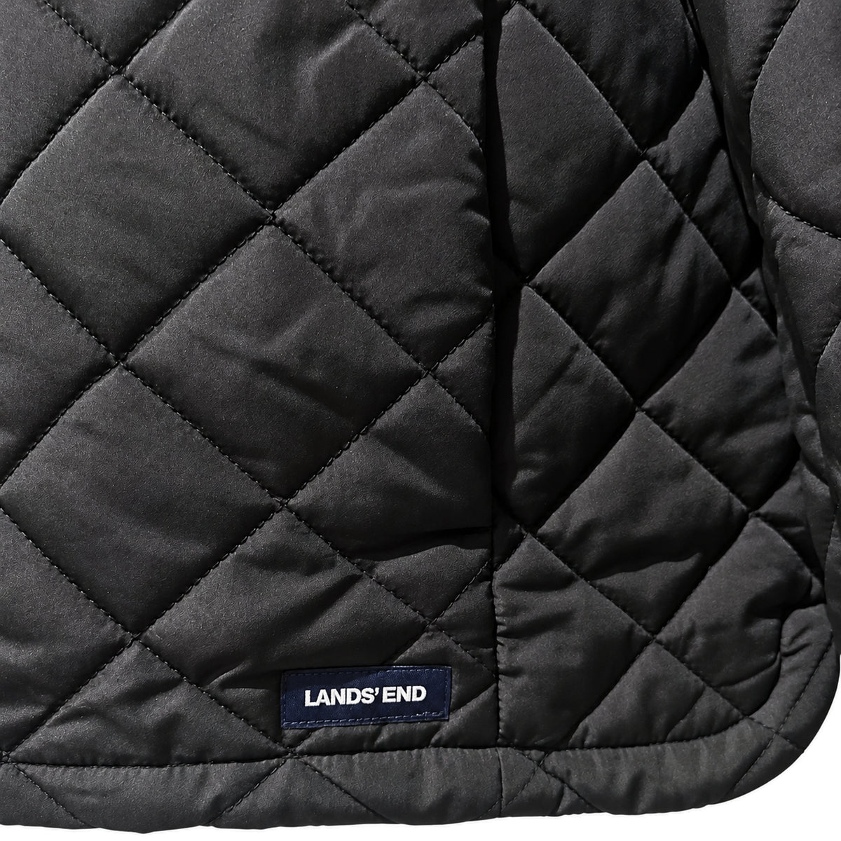 Lands’ End Black Hooded Quilted Coat — Women’s M