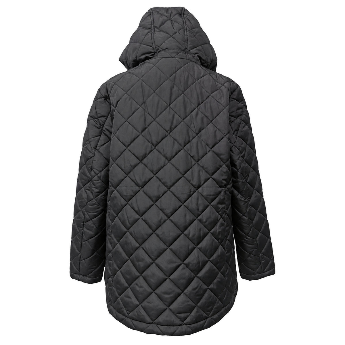 Lands’ End Black Hooded Quilted Coat — Women’s M
