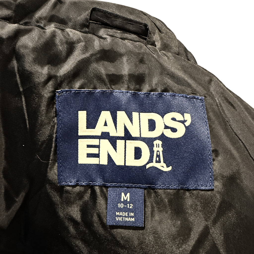 Lands’ End Black Hooded Quilted Coat — Women’s M