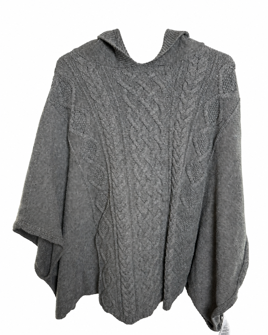 Gap Kids Cable Knit Hooded Poncho Sweater - Charcoal Gray - Size Large (L)